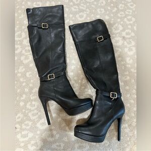 Thalia Sodi Black Heeled Boots with Buckle Detail